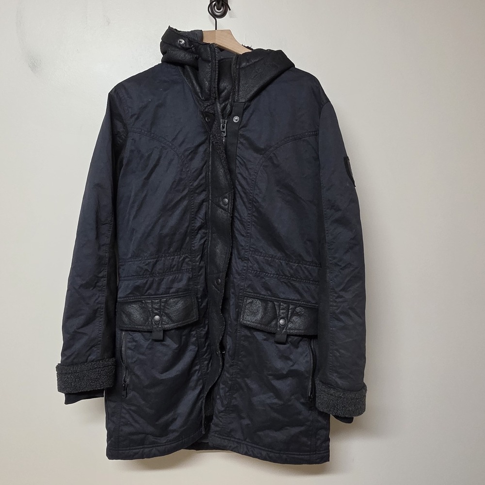 Kuhl Arktik Down Parka Womens Black 800 Fill RDS Goose Down Waxed Coat Sz‎ Large